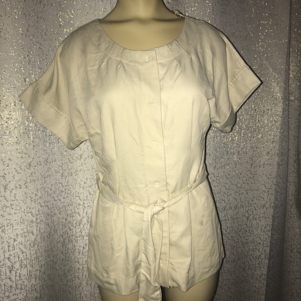 White House Black Market Linen Blend Blouse, sz 0